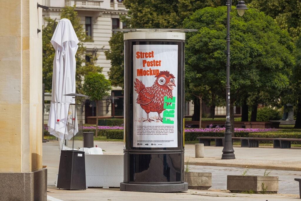 Street Advertising Column Mockup PSD Free Download