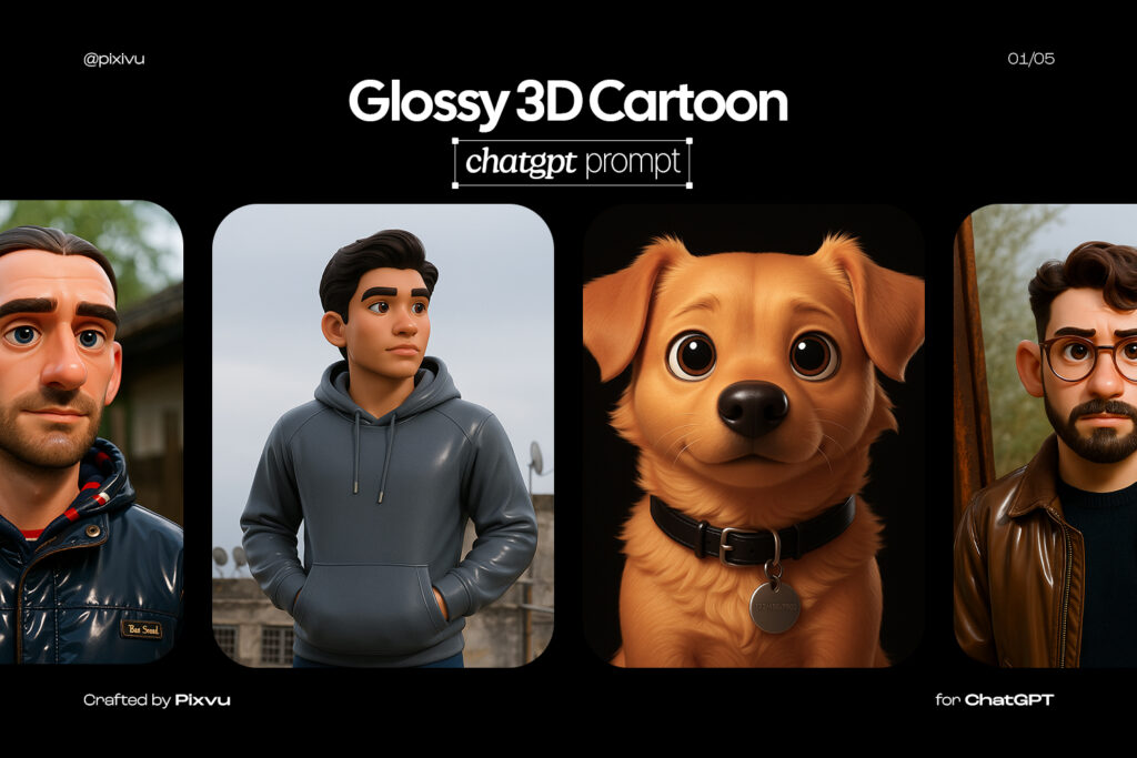Glossy 3D Cartoon ChatGPT Prompt