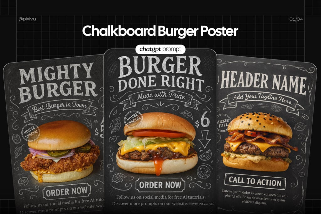 Free Chalkboard Burger Poster ChatGPT Prompt