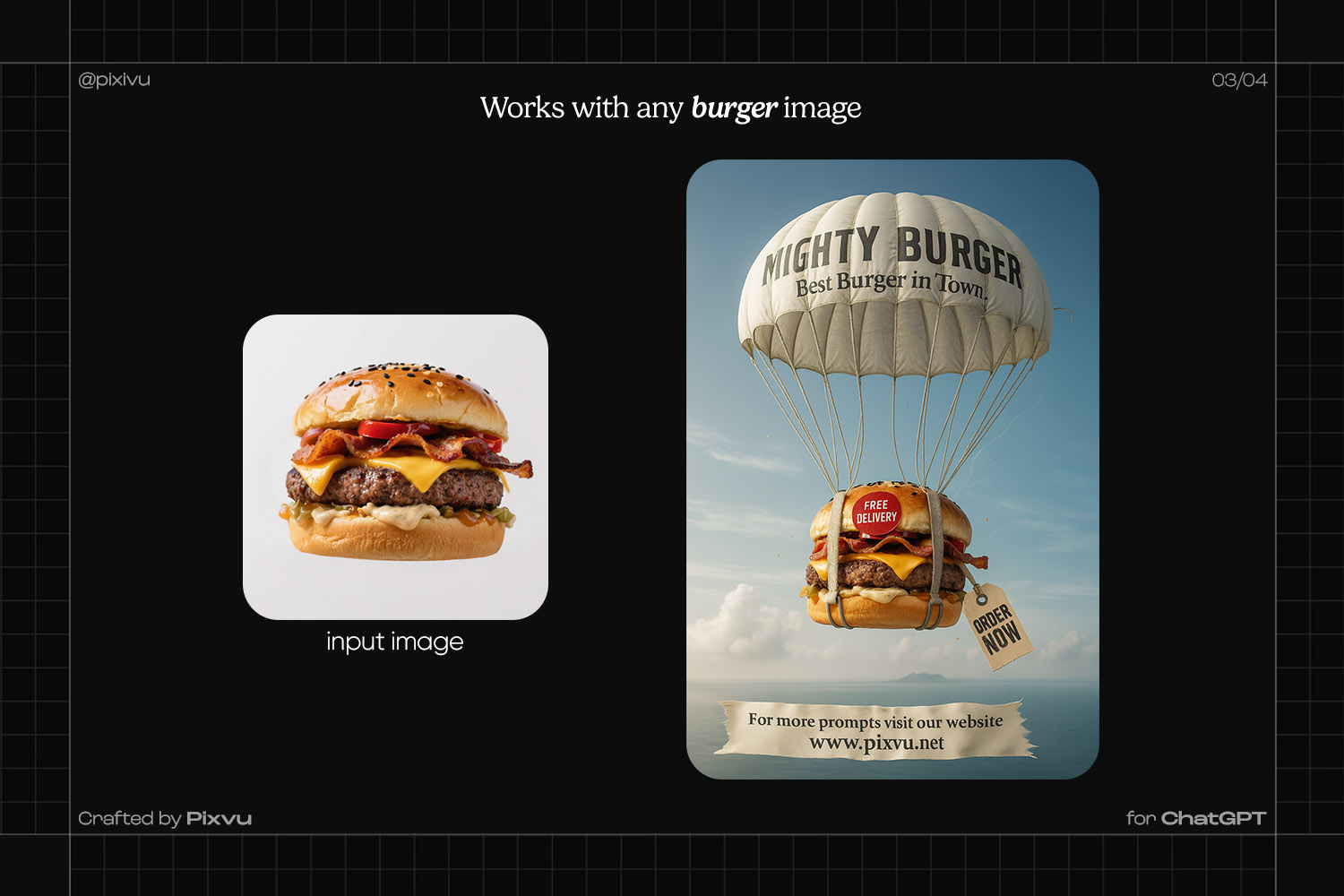 Free Parachute Burger Poster ChatGPT Prompt
