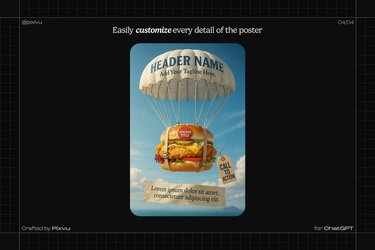 Free Parachute Burger Poster ChatGPT Prompt