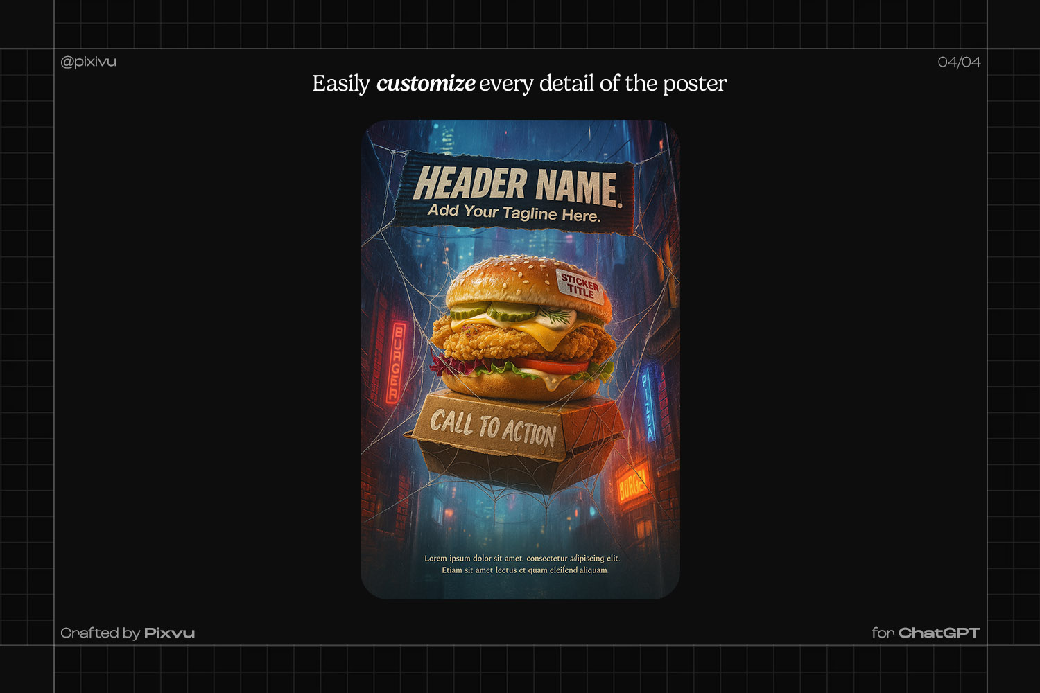 Spiderman Burger Poster ChatGPT Prompt