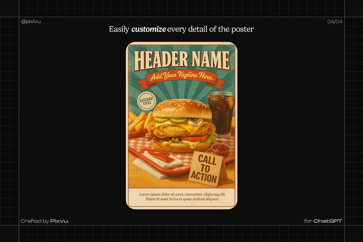 Vintage Burger Poster ChatGPT Prompt