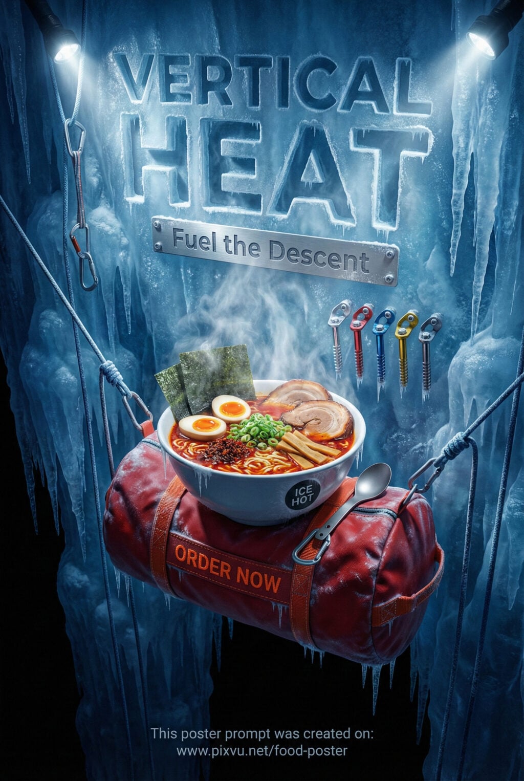 Ice Rappel Appetizing Ramen Poster AI Prompt