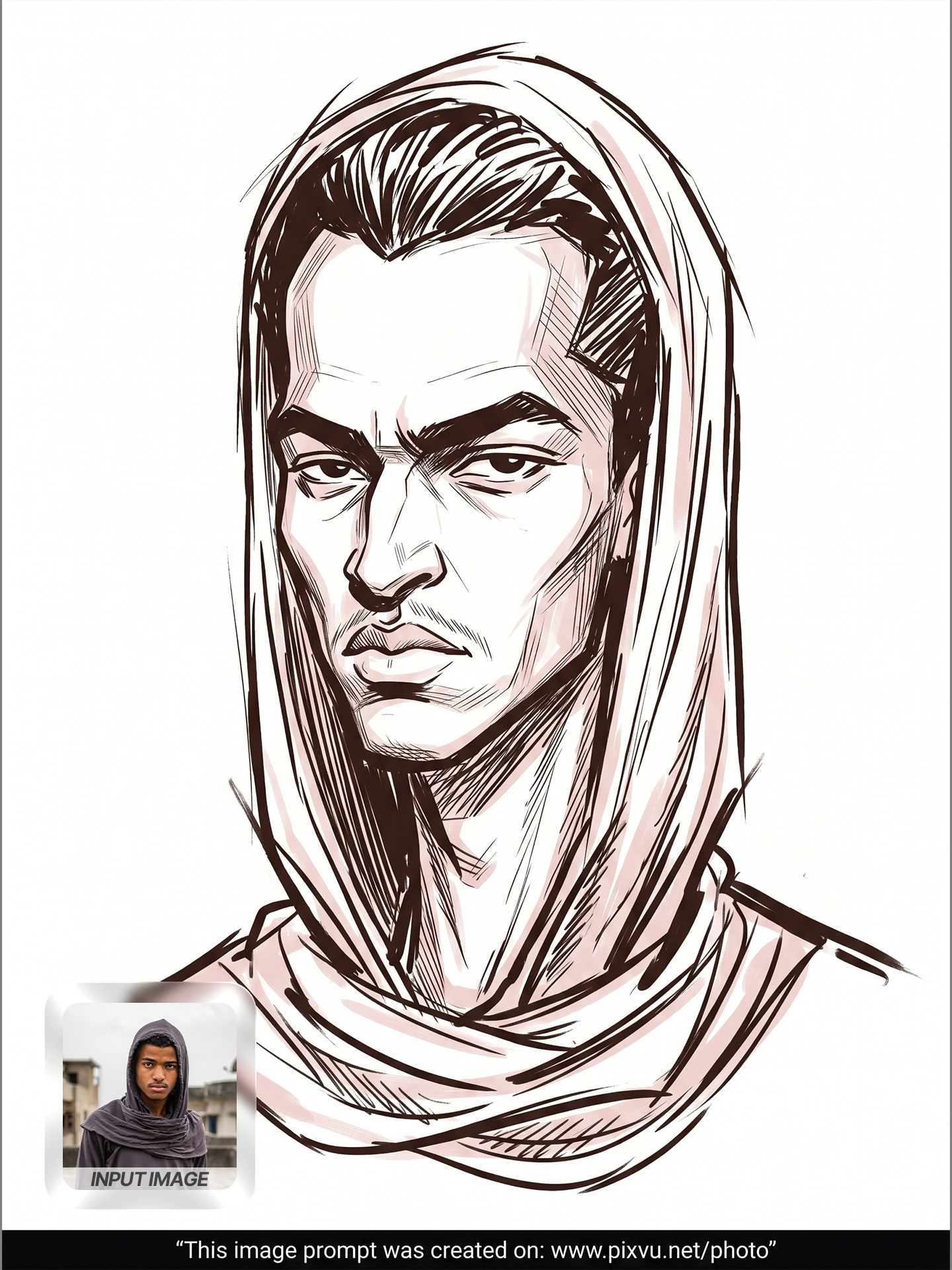 Digital Ink Sketch Caricature Portrait Effect AI Prompt