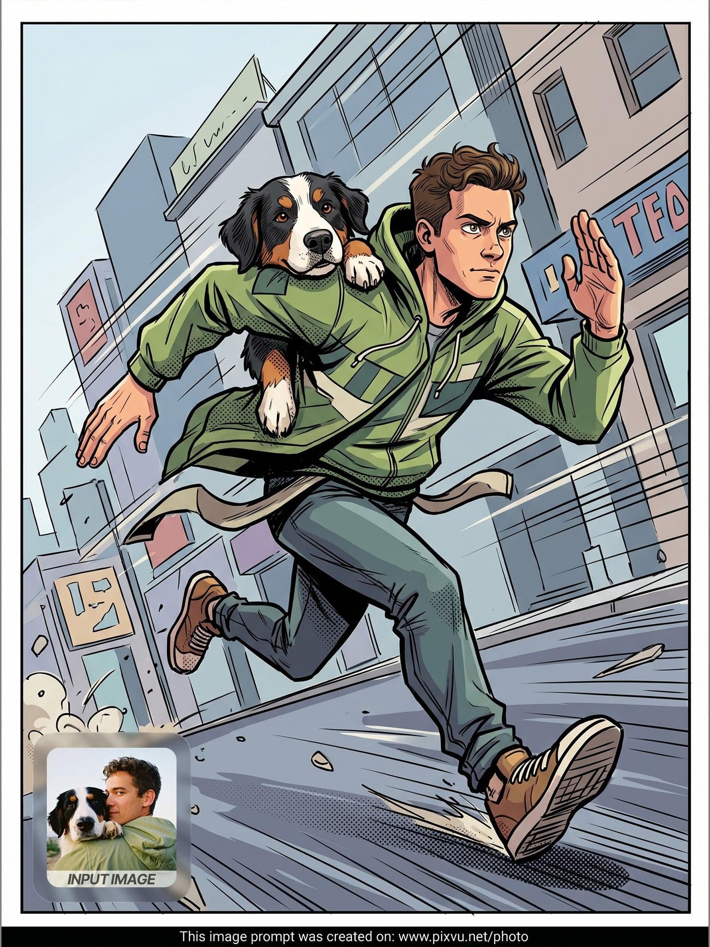 Dynamic Action Hero Cartoon Effect AI Prompt