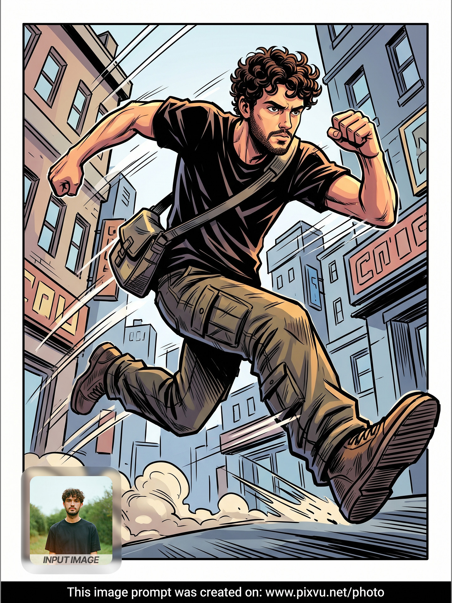 Dynamic Action Hero Cartoon Effect AI Prompt