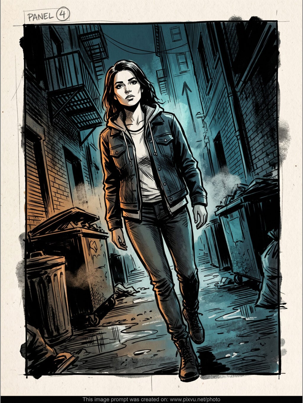 Free Gritty Noir Comic Panel AI Gemini Prompt
