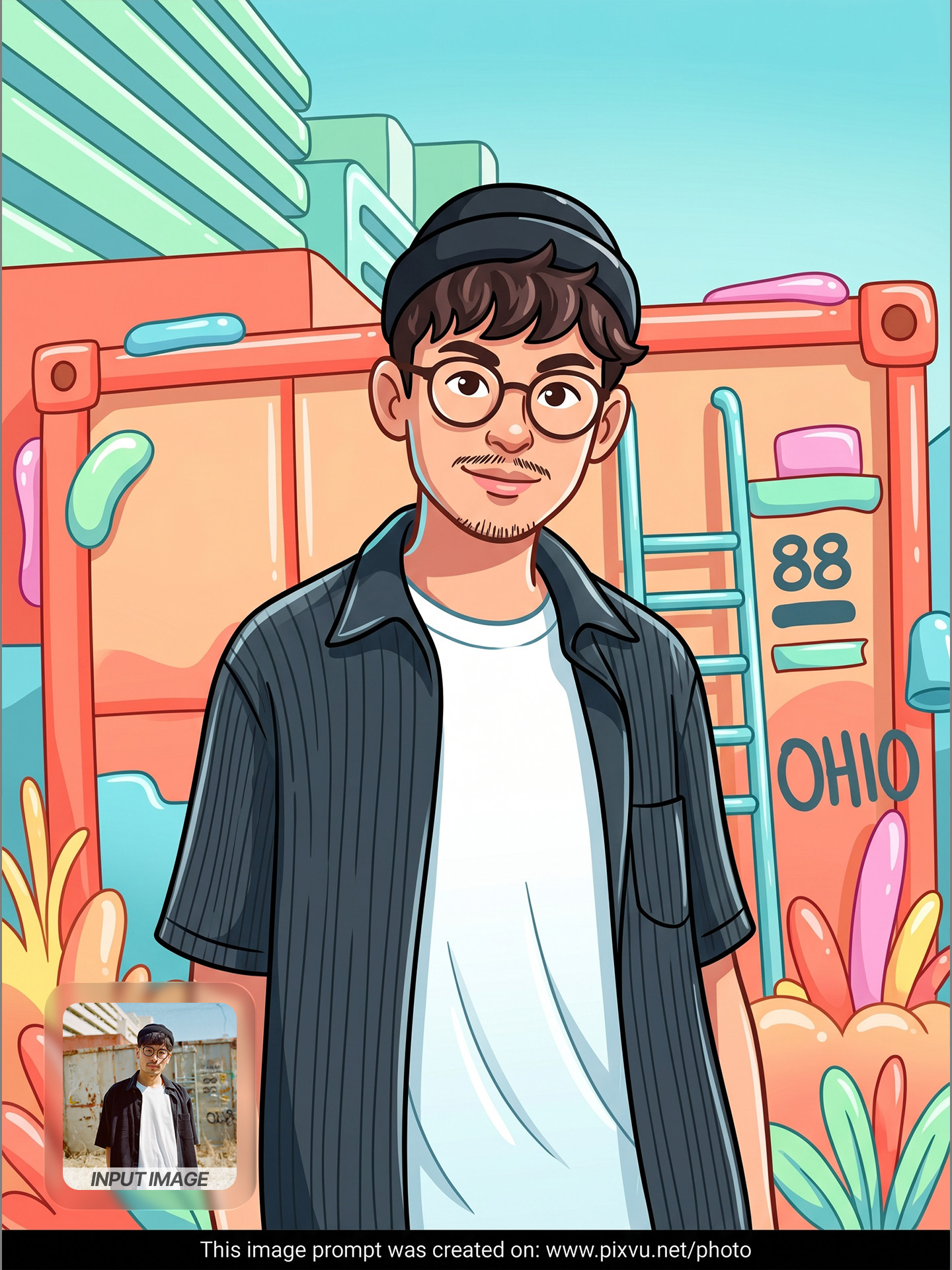 Lacquer Pop Cartoon Portrait AI Prompt For Gemini