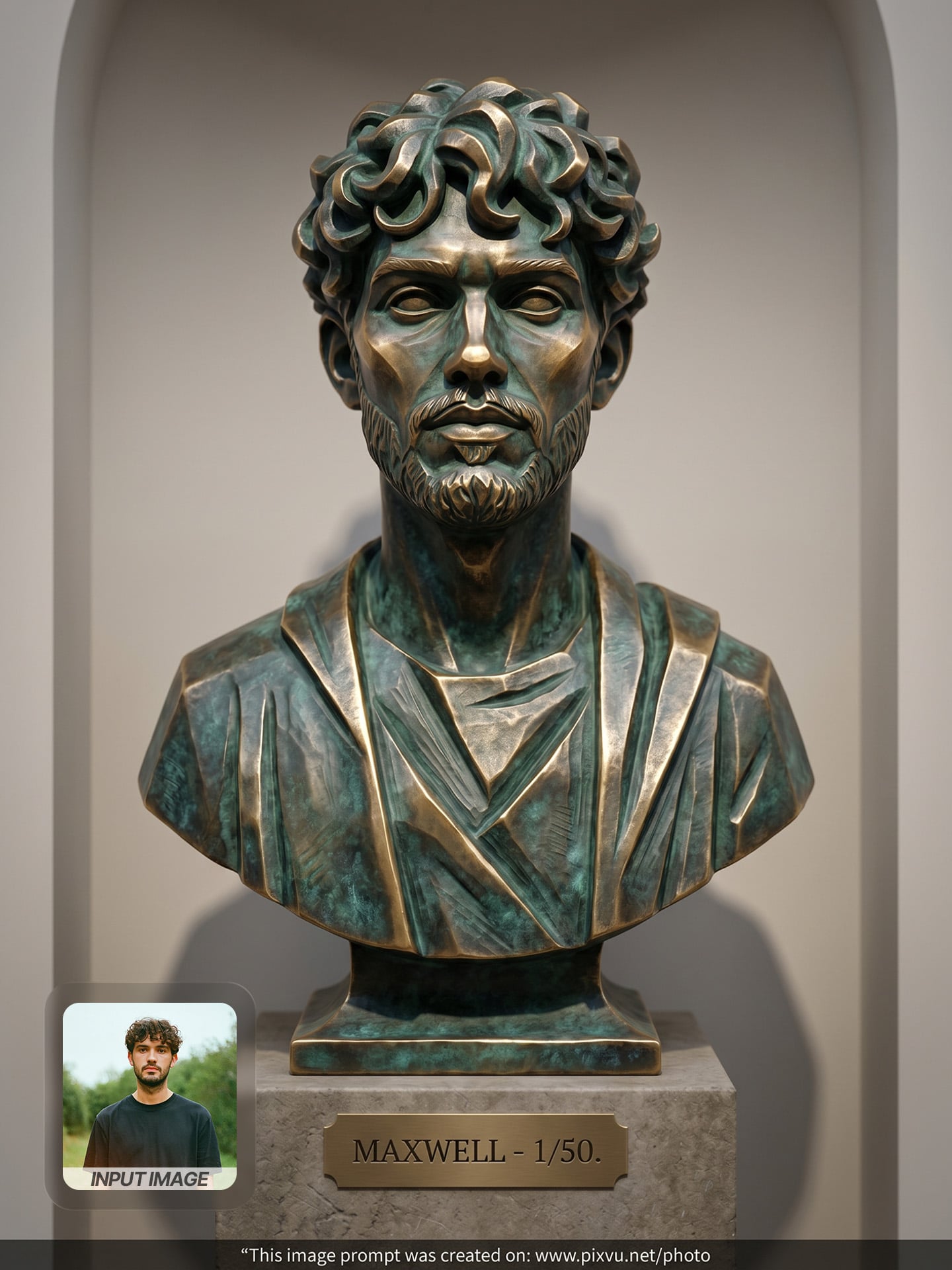 3D Bronze Patina Bust Portrait AI Prompt
