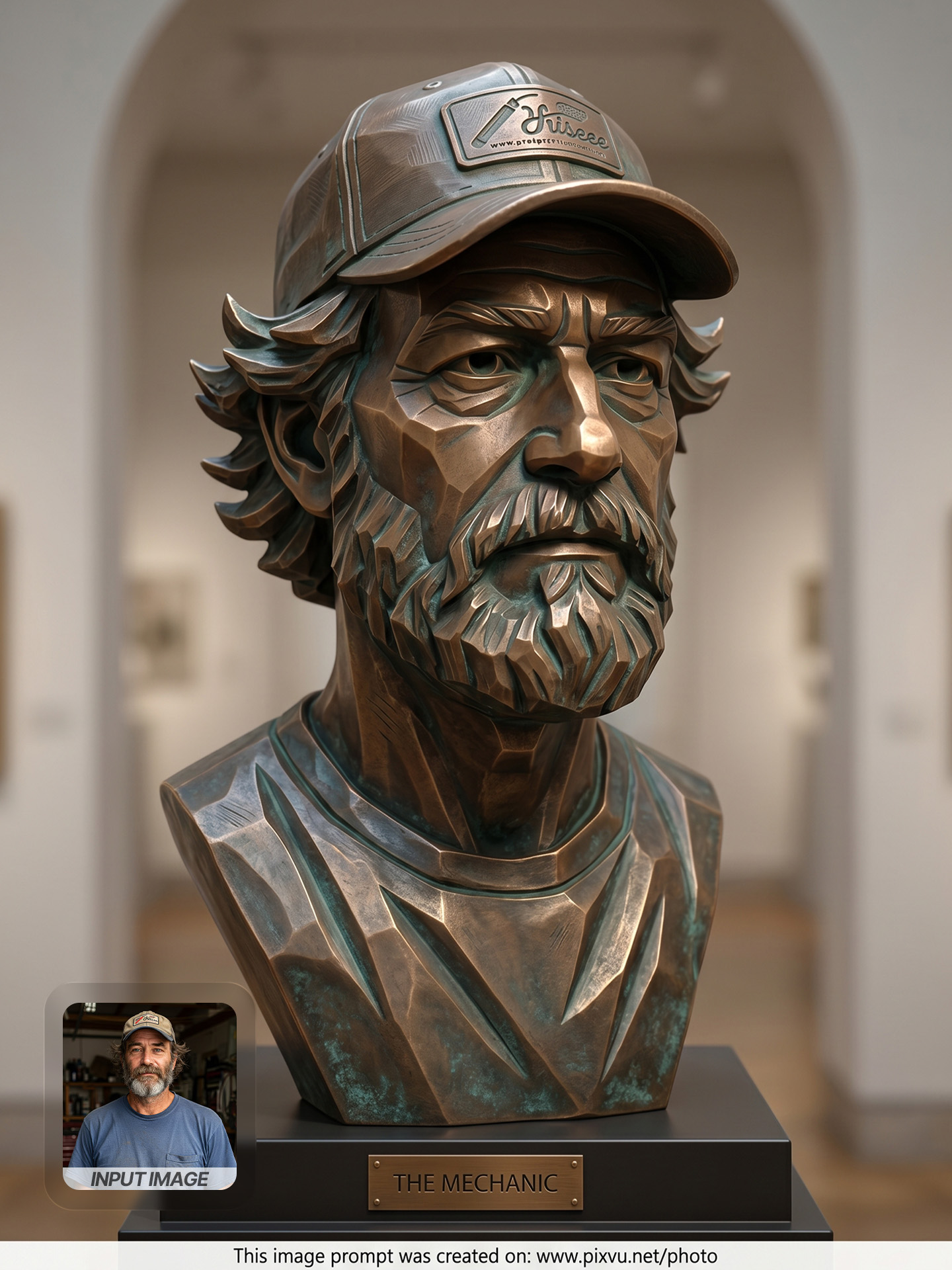 3D Bronze Patina Bust Portrait AI Prompt