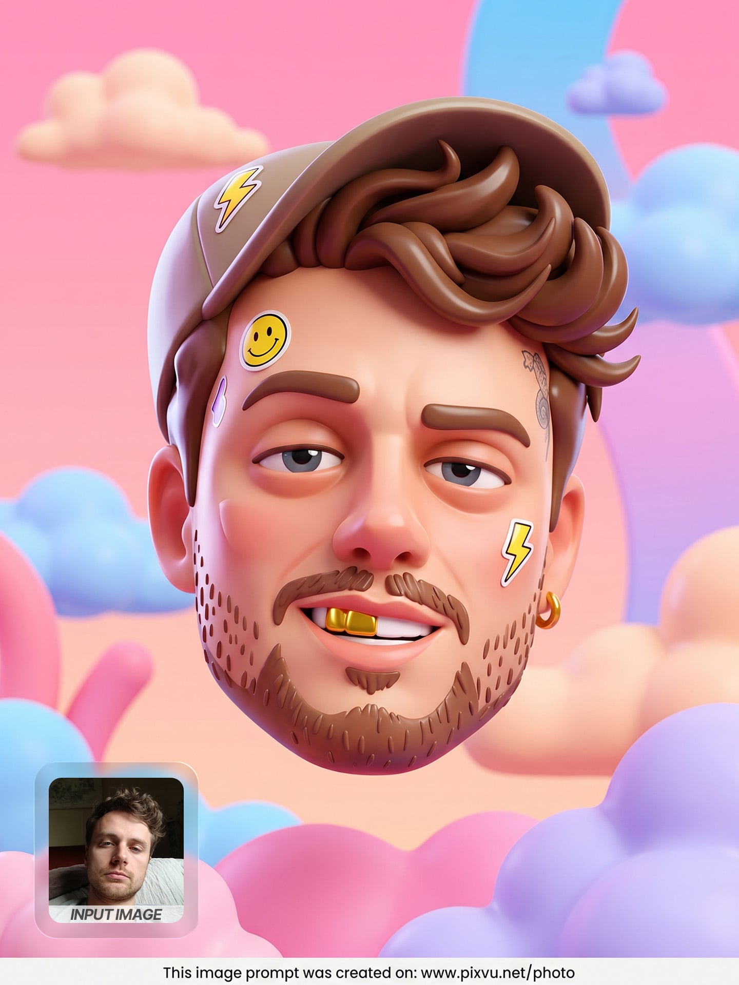 Free Floating 3D Cartoon Head Prompt For Gemini