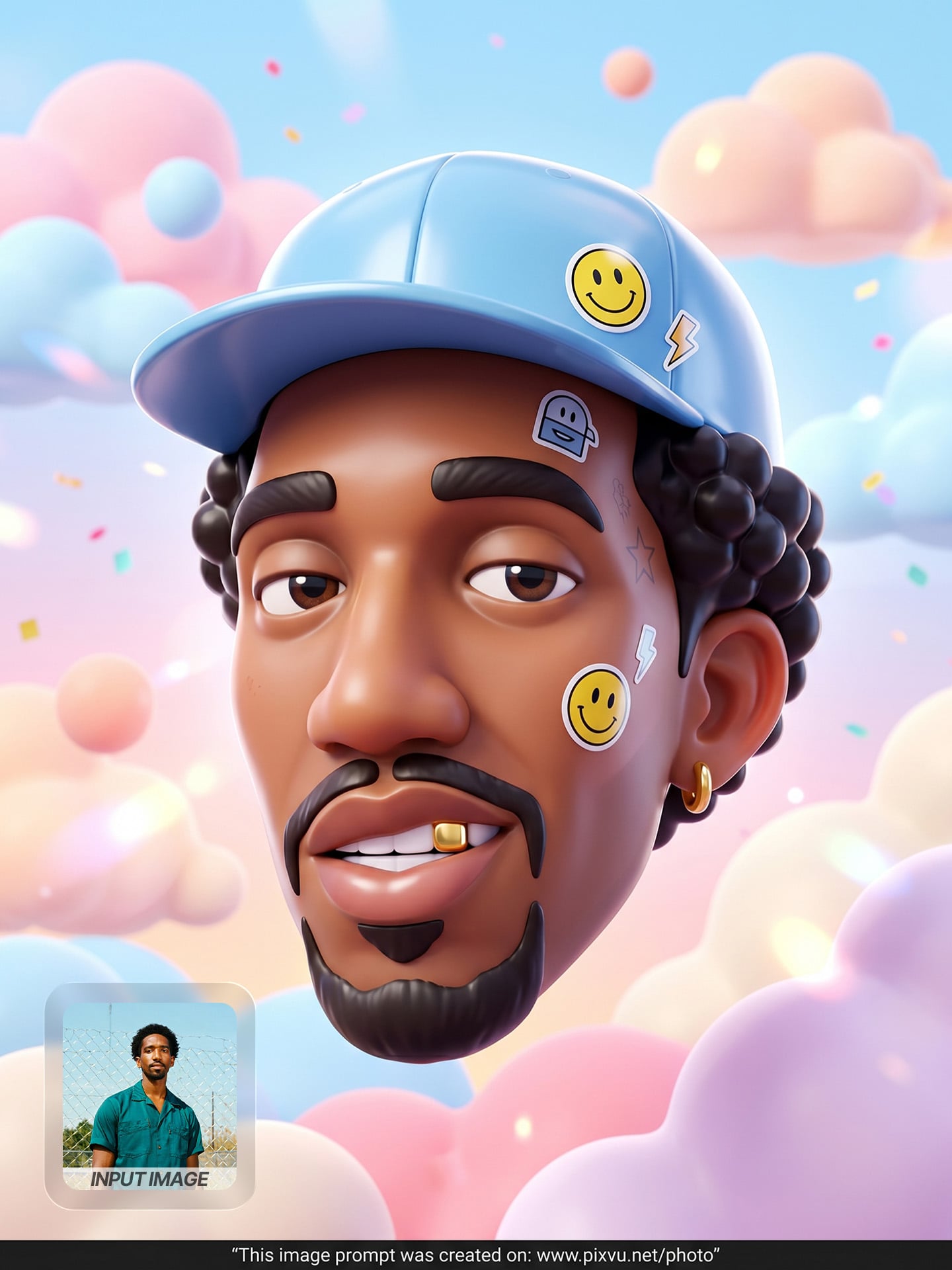 Free Floating 3D Cartoon Head Prompt For Gemini