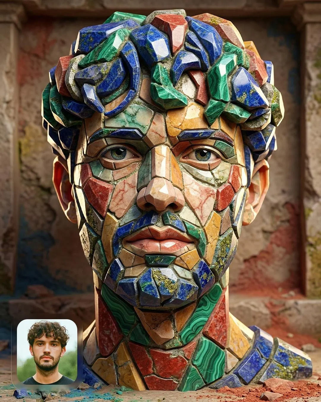Free Stone Mosaic 3D Headshot AI Prompt
