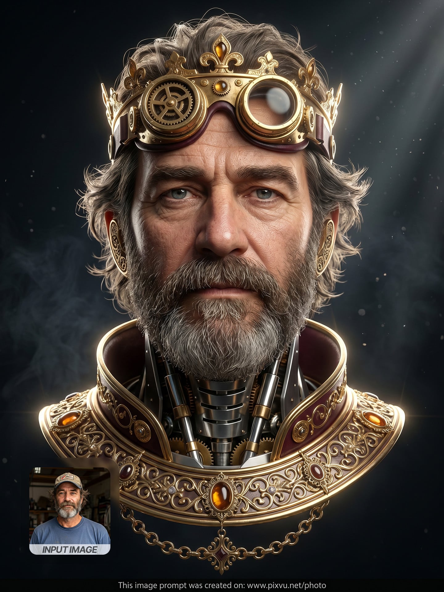 Steampunk Monarch 3D Headshot AI Prompt For Gemini