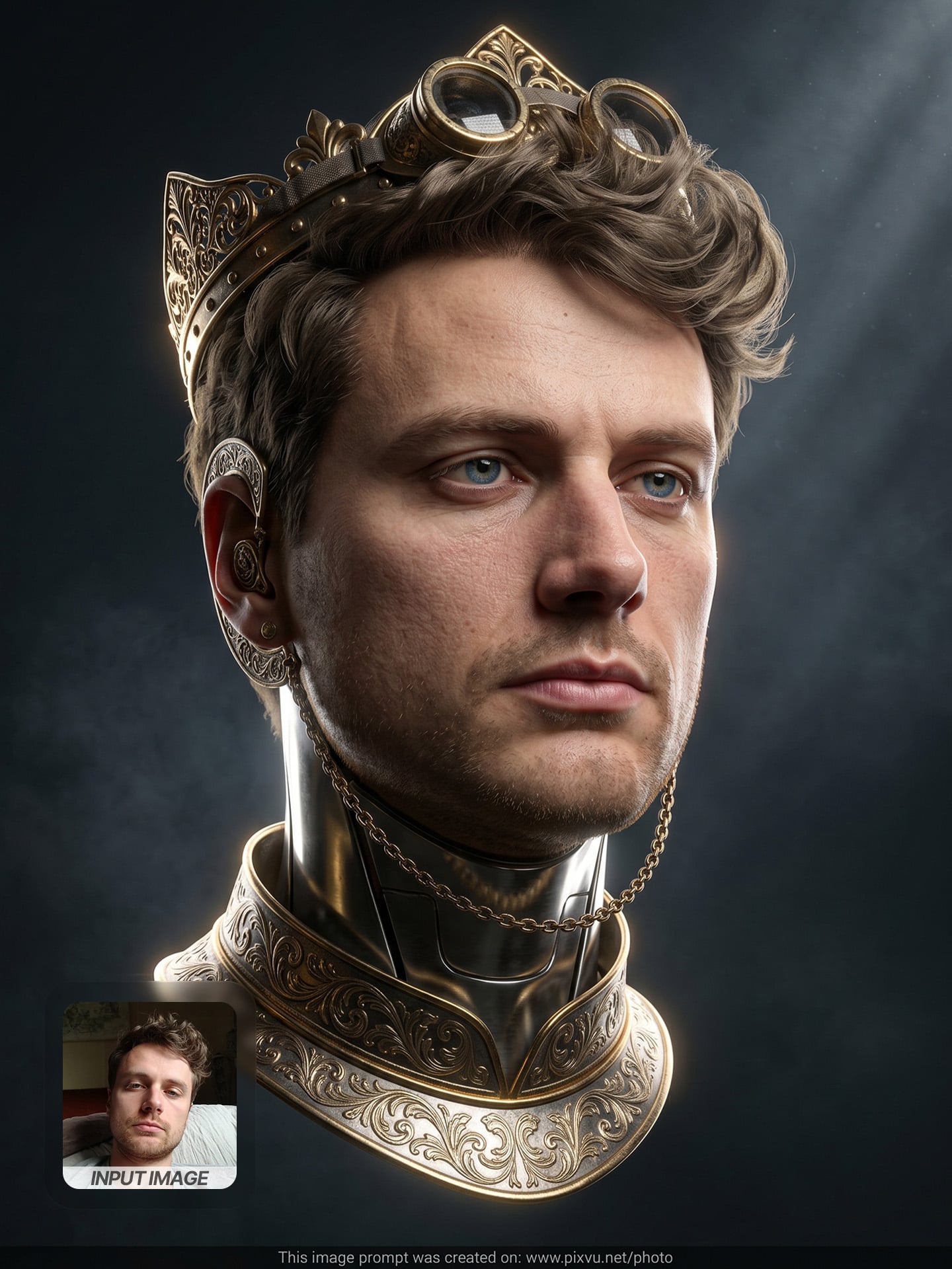 Steampunk Monarch 3D Headshot AI Prompt For Gemini