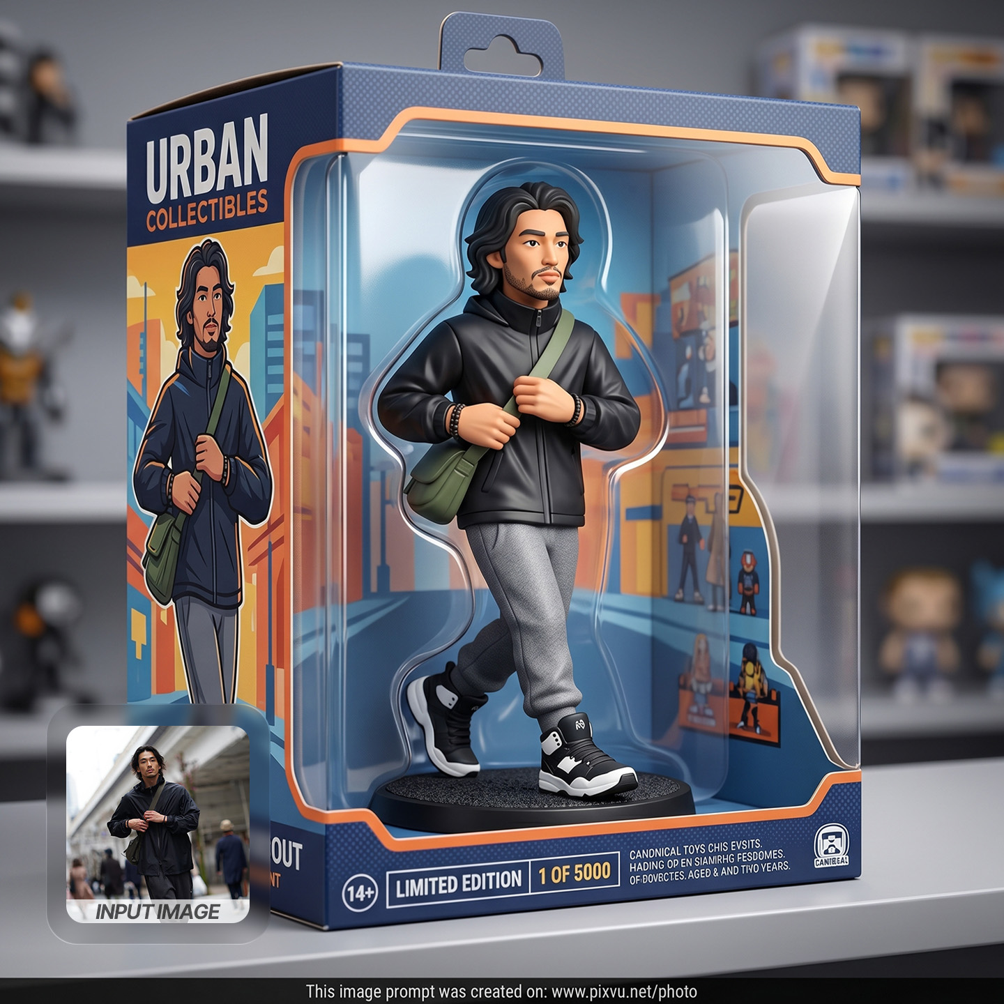 Stylized Collectible 3D Toy Figure Box AI Prompt