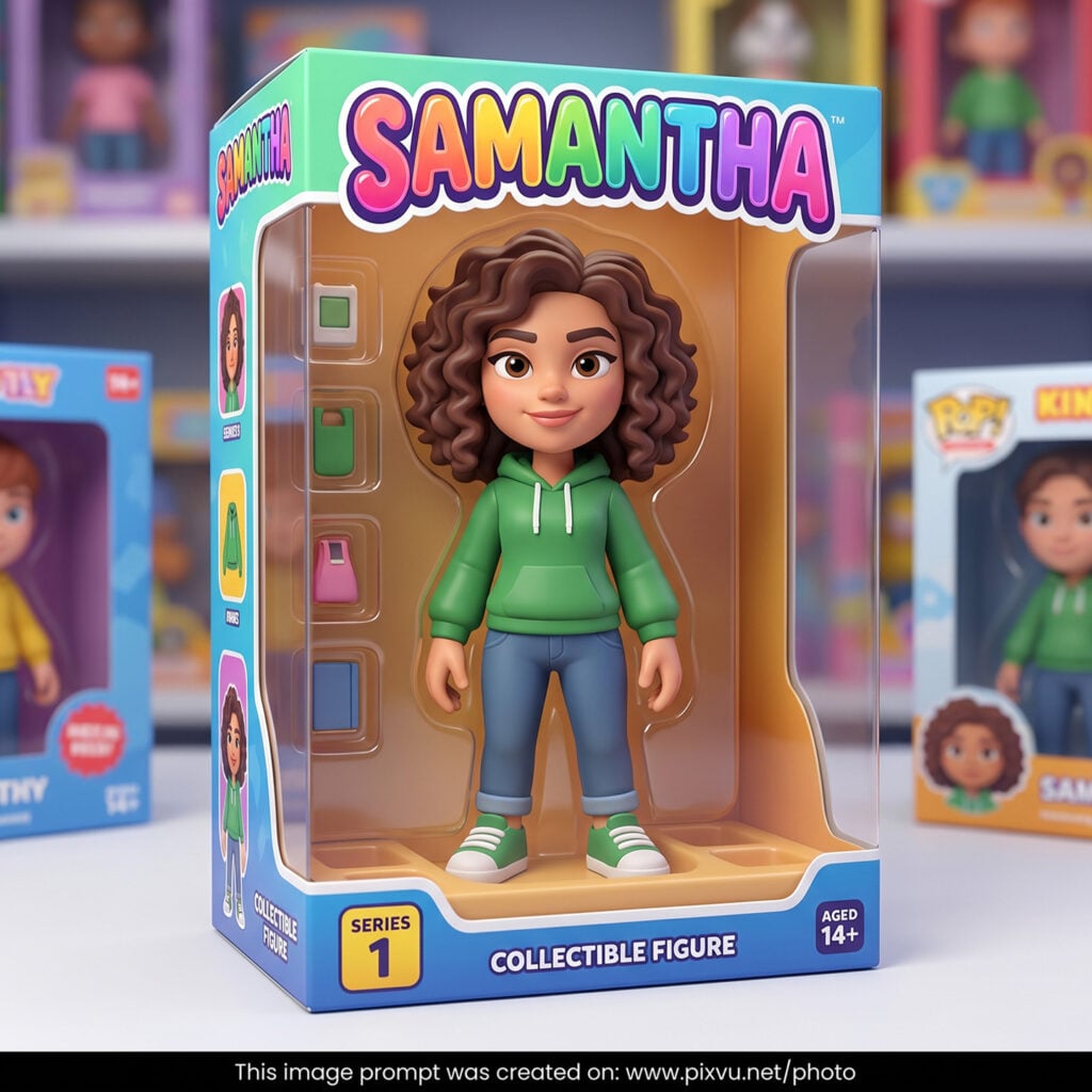 Stylized Collectible 3D Toy Figure Box AI Prompt