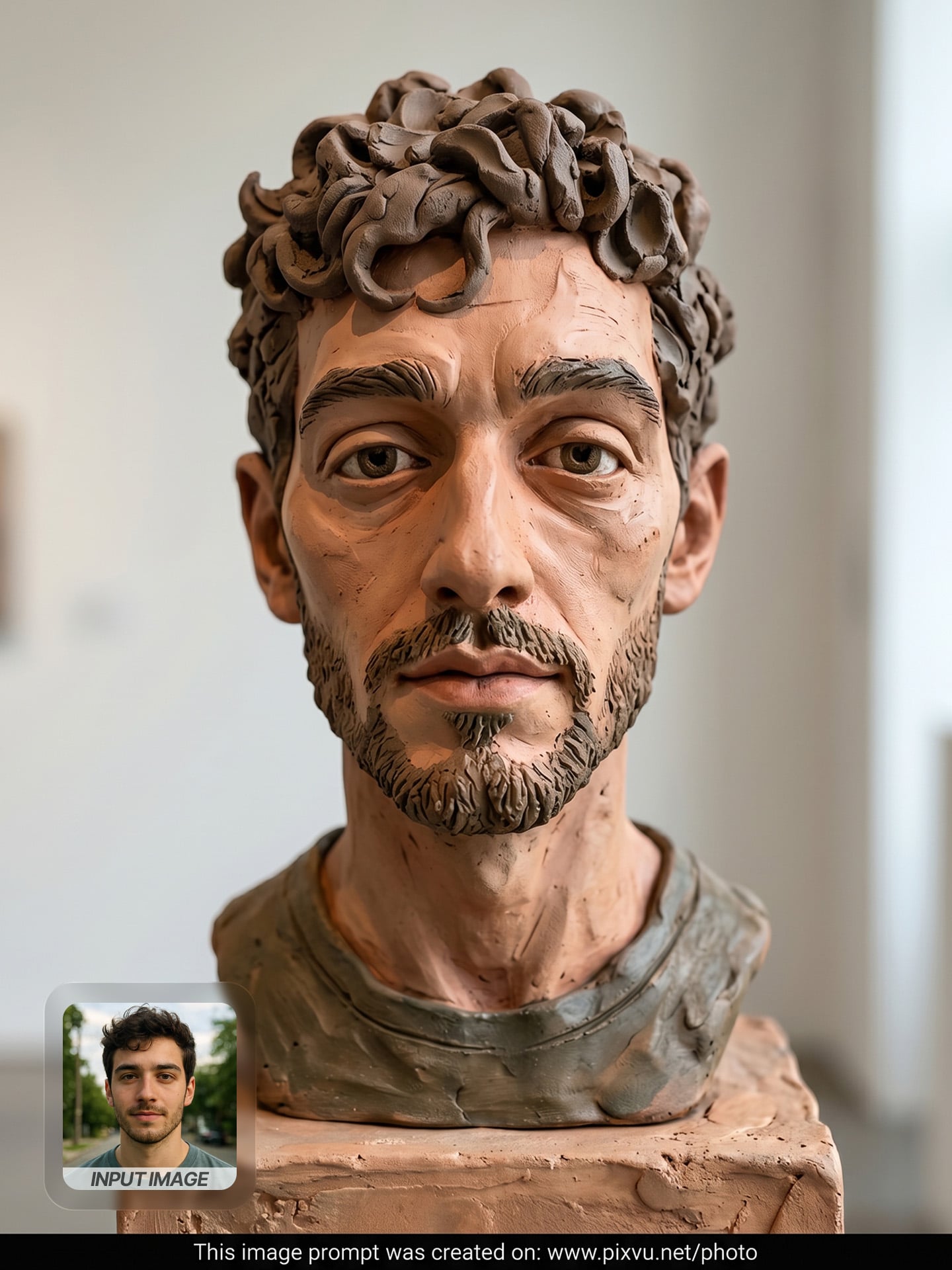 Surreal Handcrafted Clay Sculpture Portrait AI Prompt