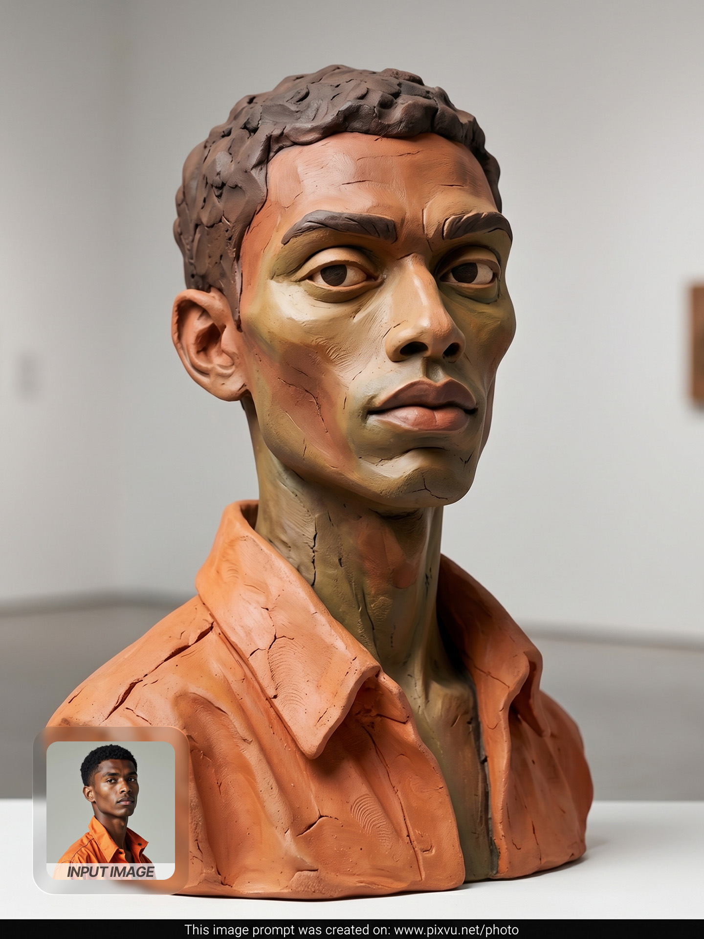 Surreal Handcrafted Clay Sculpture Portrait AI Prompt