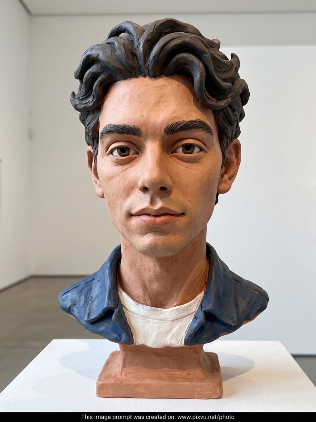 Surreal Handcrafted Clay Sculpture Portrait AI Prompt