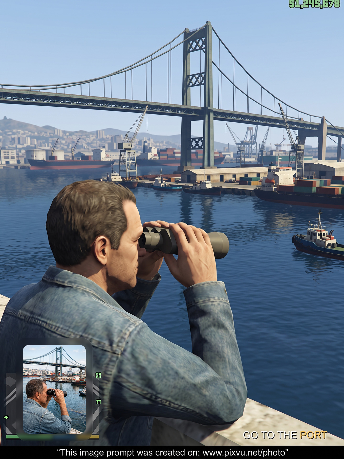 Classic GTA V Gameplay Screenshot Gemini AI Prompt