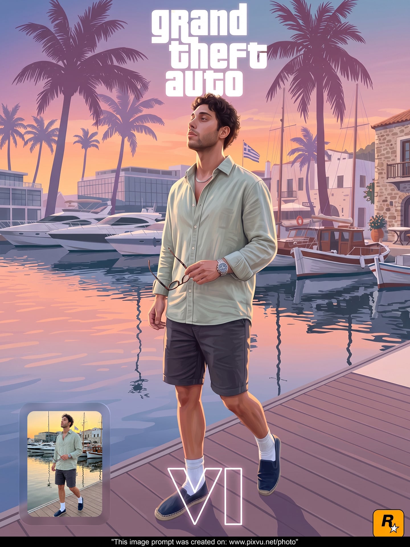 GTA VI Digital Painting Poster Gemini AI Prompt