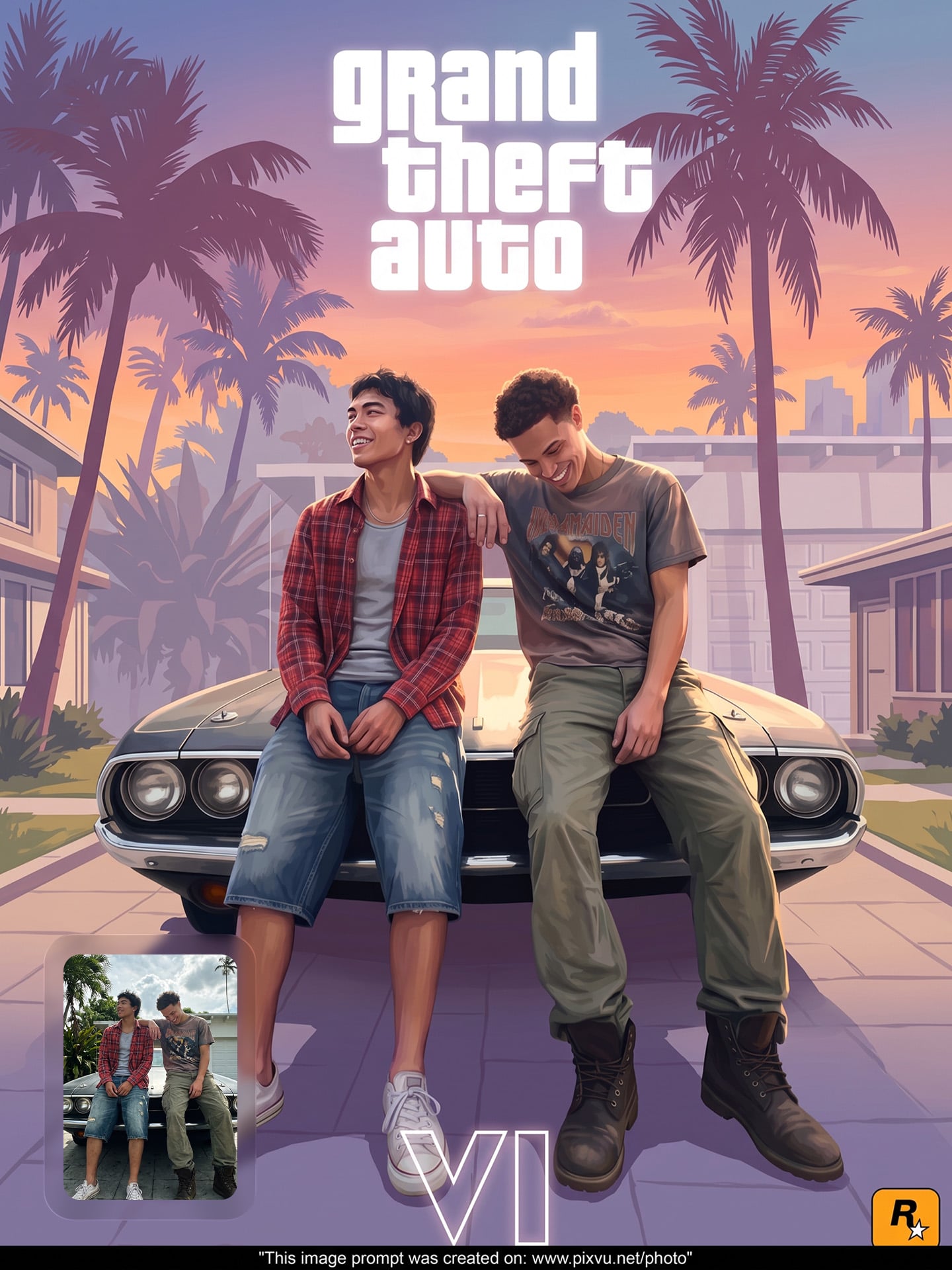 GTA VI Digital Painting Poster Gemini AI Prompt