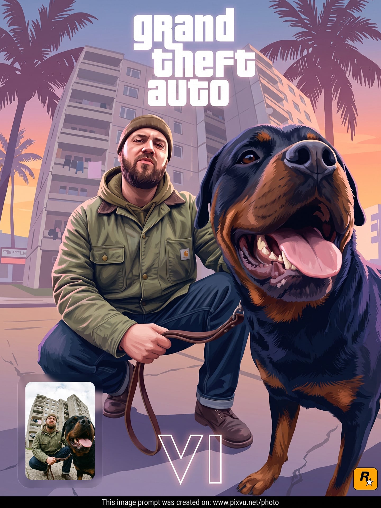 GTA VI Digital Painting Poster Gemini AI Prompt