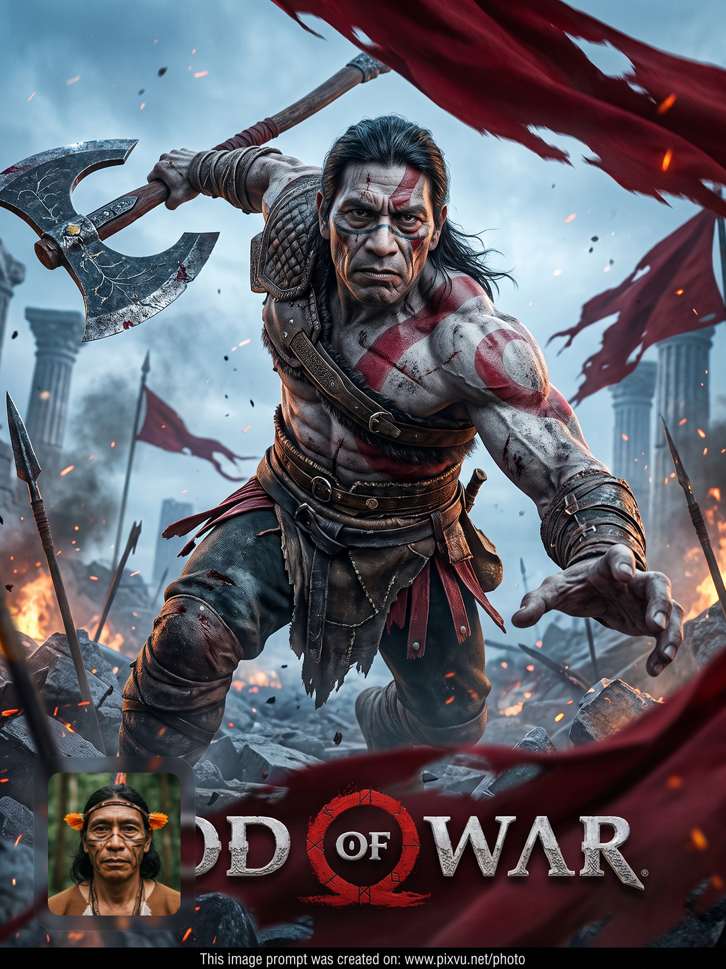 Realistic God of War Poster Gemini AI Prompt